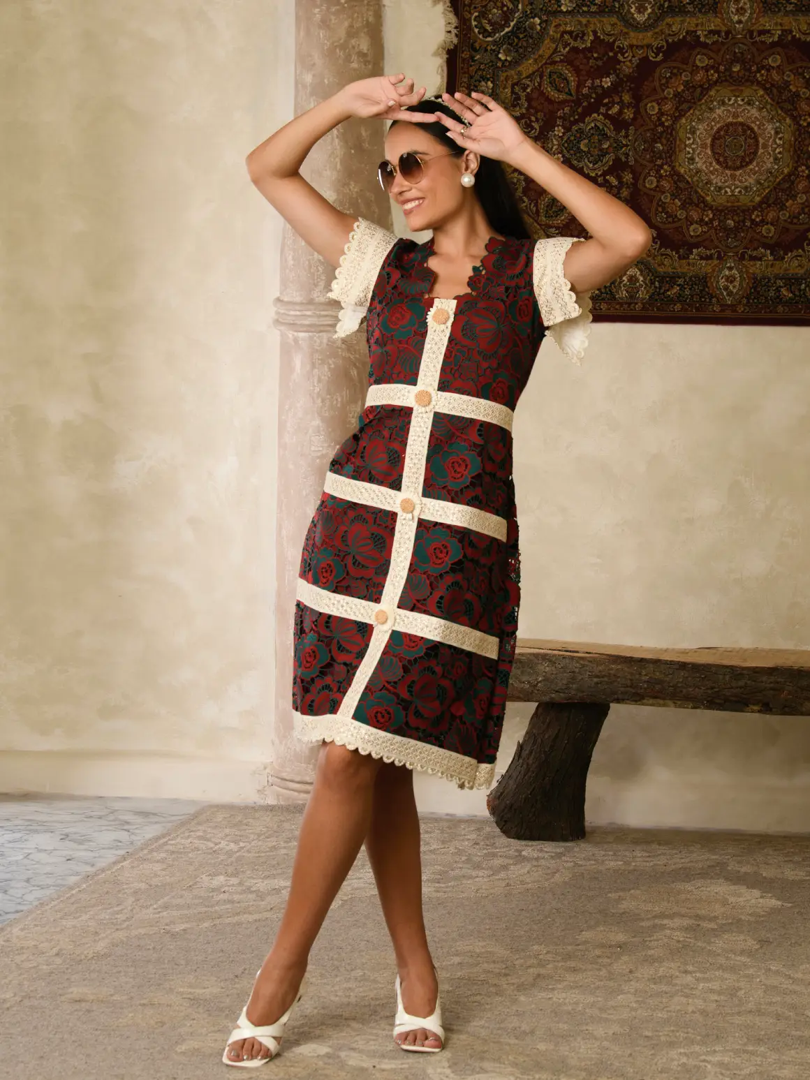 MAMA SAIID CHIIC ROSETTA GRID LACE DRESS - Image 3