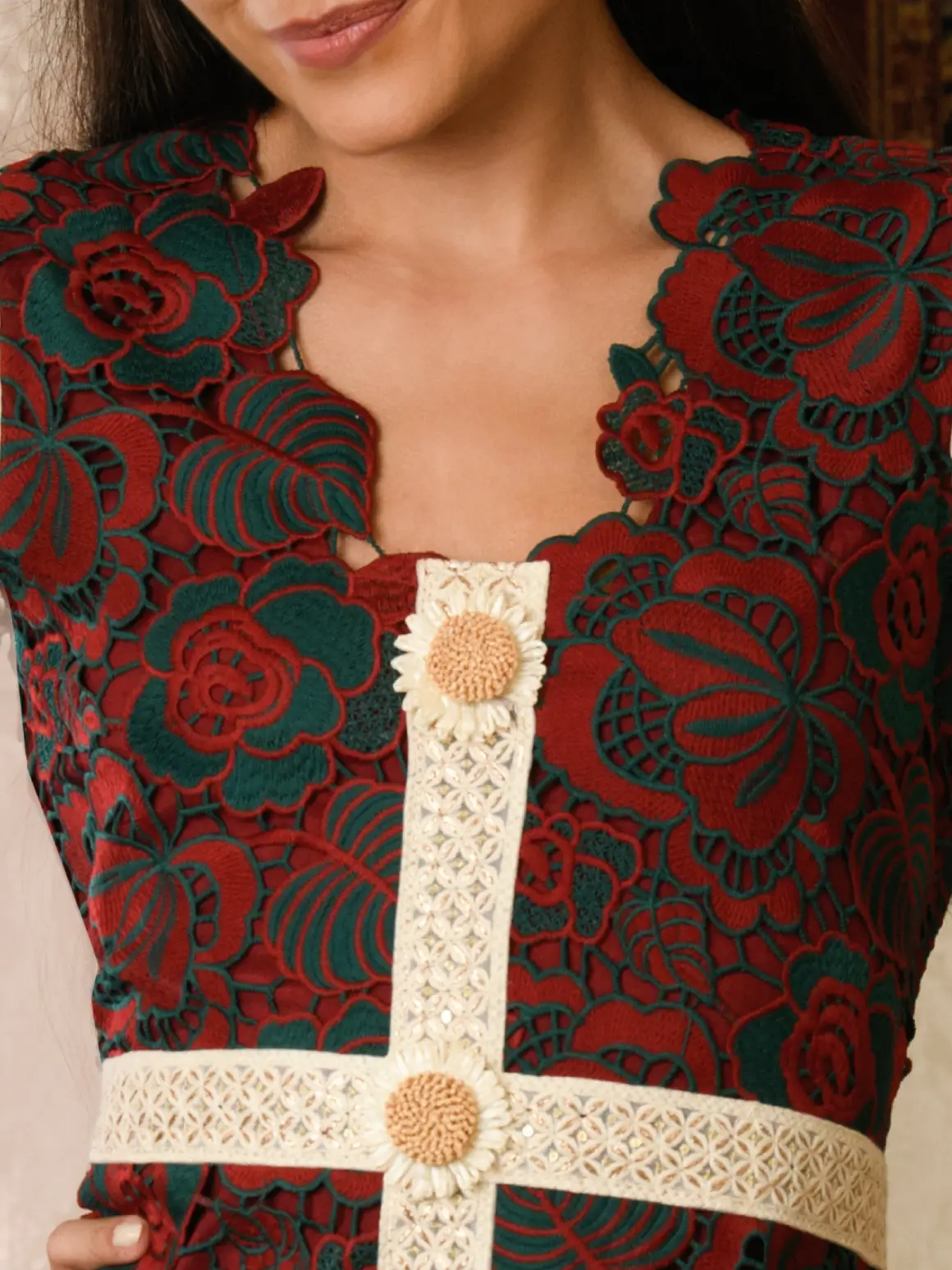 MAMA SAIID CHIIC ROSETTA GRID LACE DRESS - Image 4