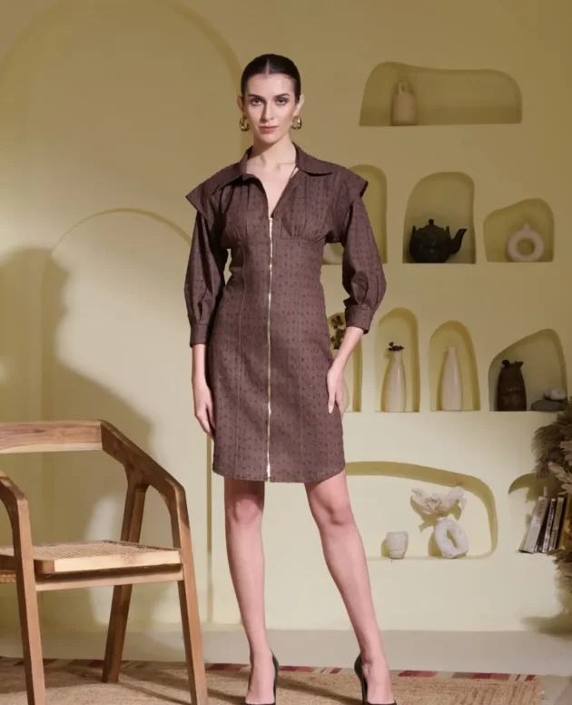MAMA SAIID CHIIC COCOA CLASSIC ZIPPER DRESS