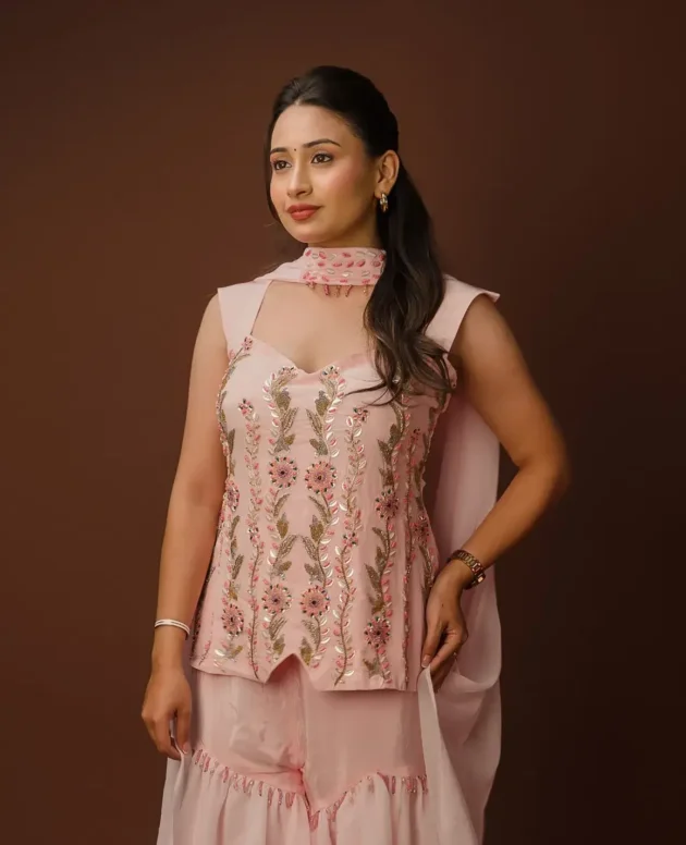 MAMA SAIID CHIIC Blush Pink Embroidered Layered Set