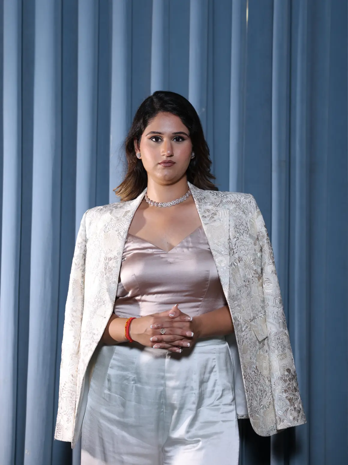 MAMA SAIID CHIIC Ivory Ombré Power Suit