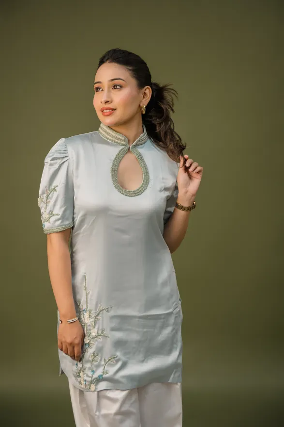 MAMA SAIID CHIIC Satin suit with farshi salwar - Image 5