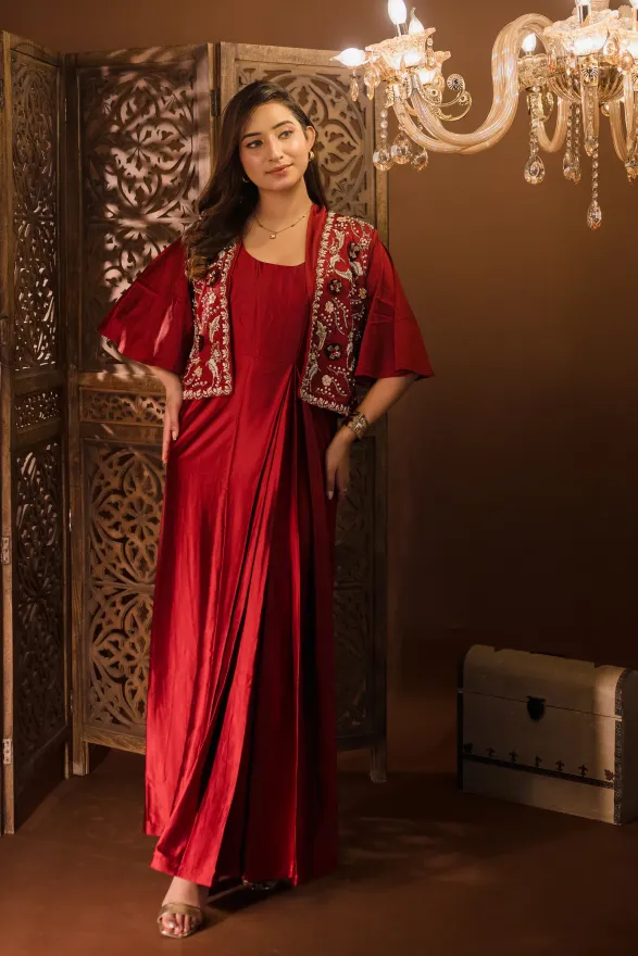 MAMA SAIID CHIIC Satin dress with embroidered jacket - Image 2