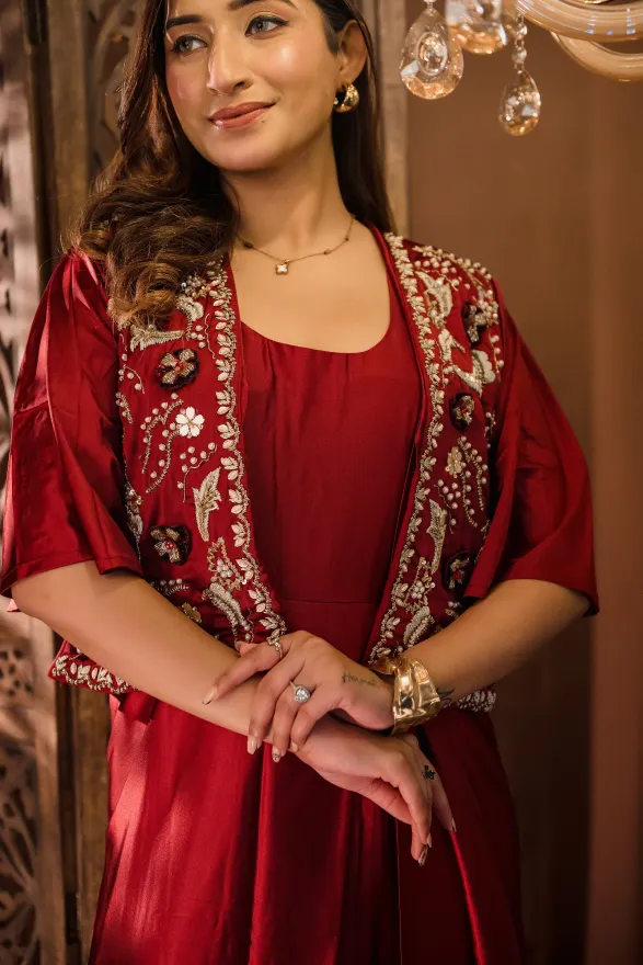 MAMA SAIID CHIIC Satin dress with embroidered jacket - Image 3