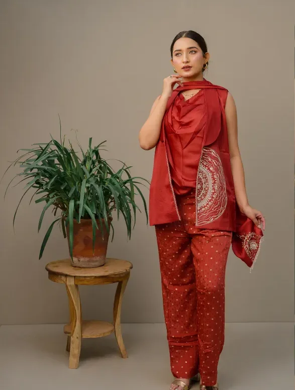 MAMA SAIID CHIIC Satin co-ord set with embroidery