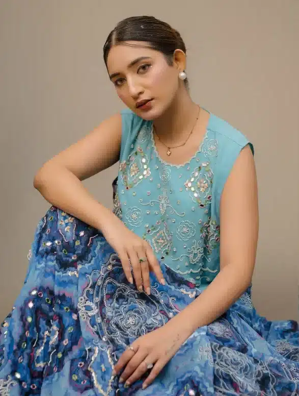 MAMA SAIID CHIIC Blue dress with multicolour print